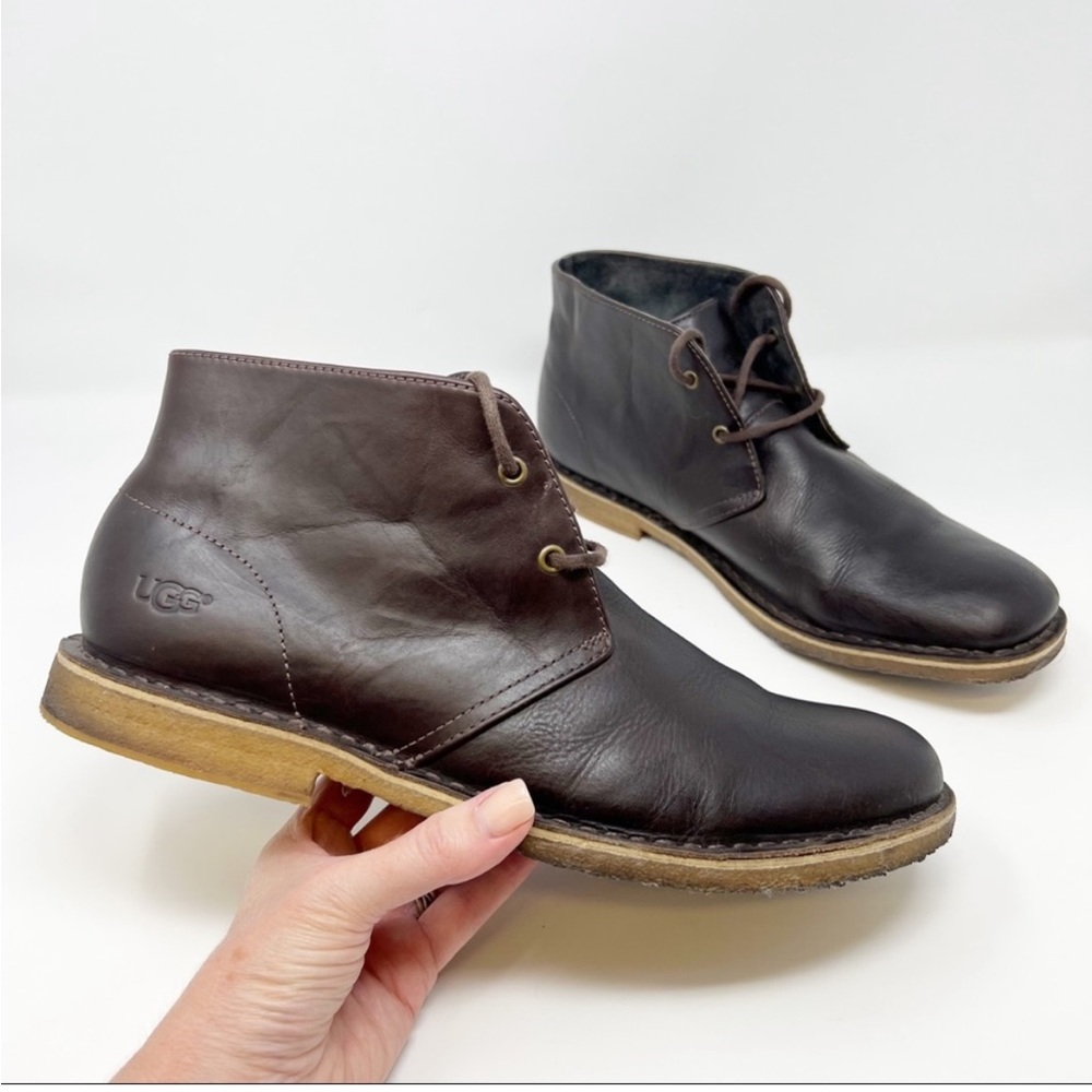 Ugg Leighton Leather Ankle Boots Size 9 brown